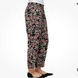 Jessica Simpson Red Fall Floral Tapered Slight Crop Classic Casual professional